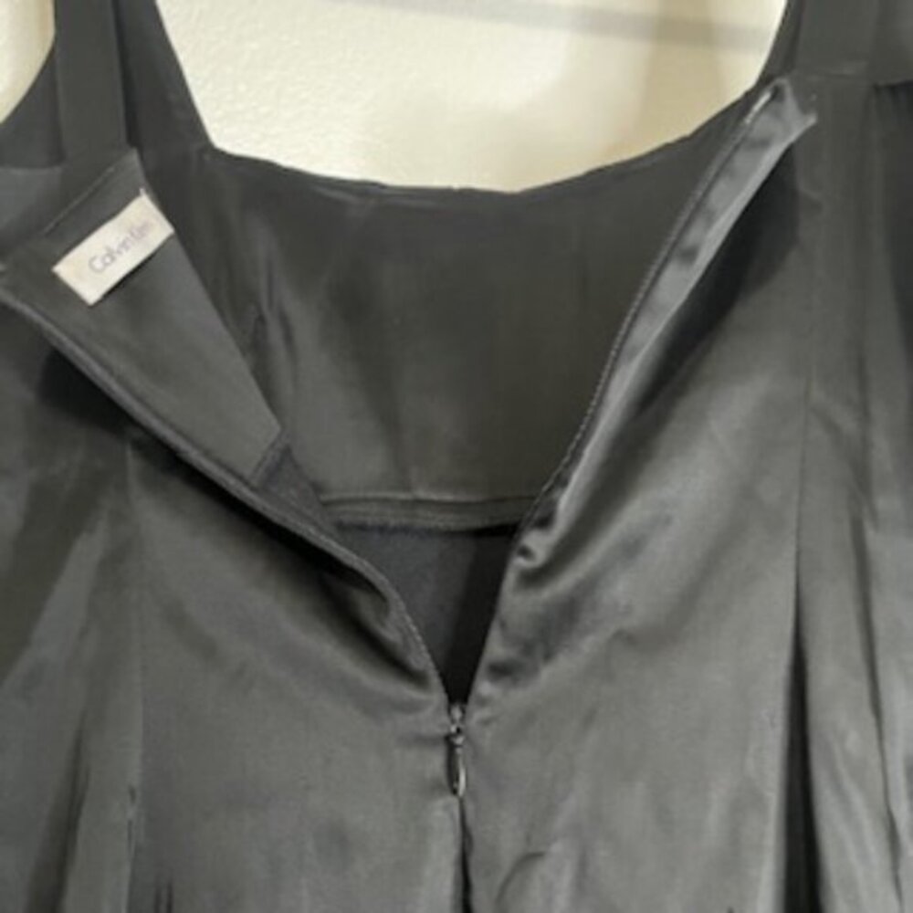 Calvin Klein Little Black Dress Women’s Small Satin Above Knee Pencil Cocktail - Picture 5 of 14